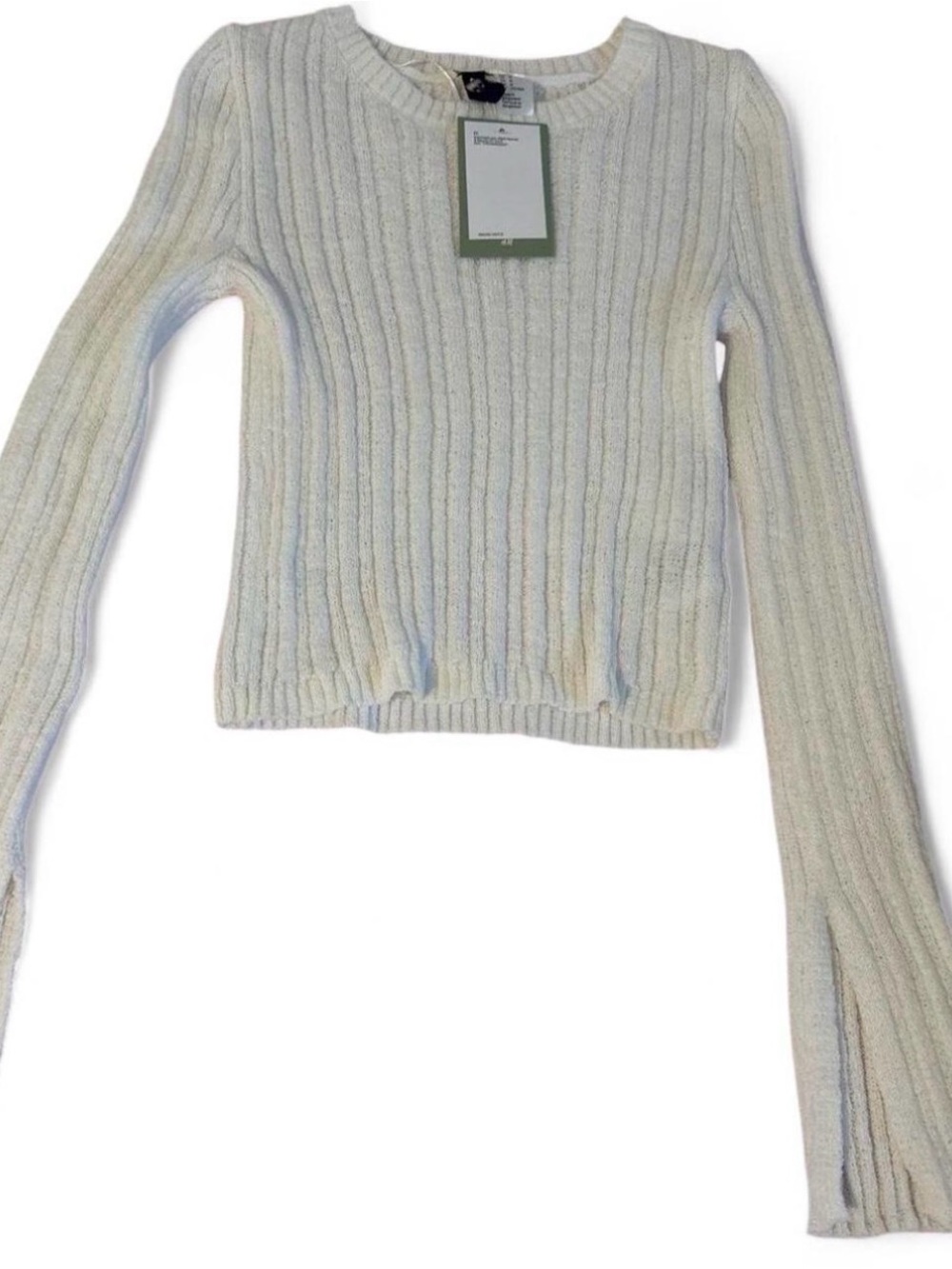 H&M Cream Ribbed Crewneck Sweater